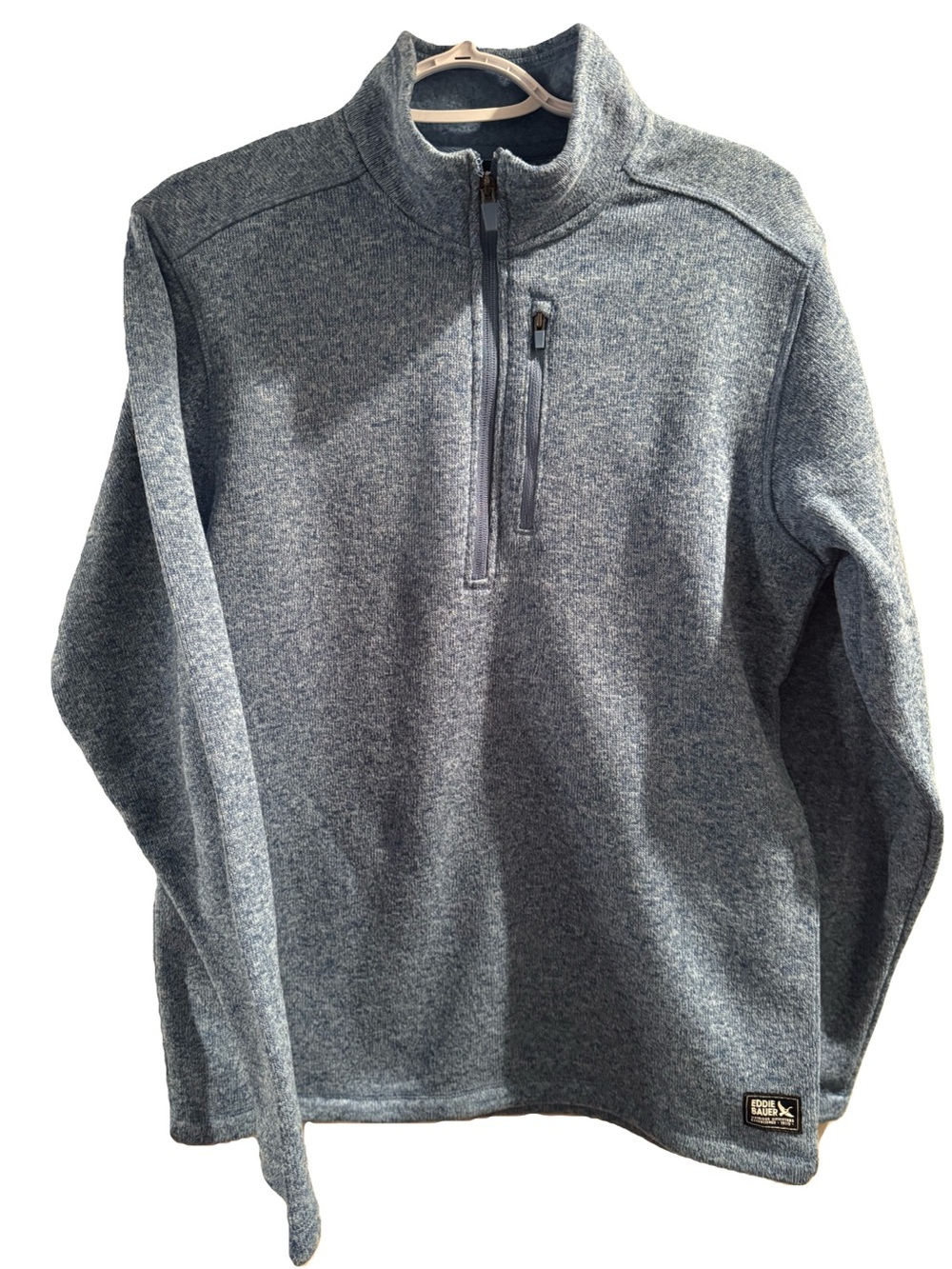 Eddie Bauer Men's Heathered Slate Blue Quarter-Zip Pullover